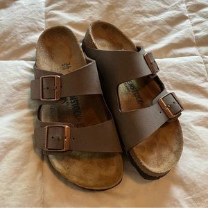brown two strap birkenstocks
